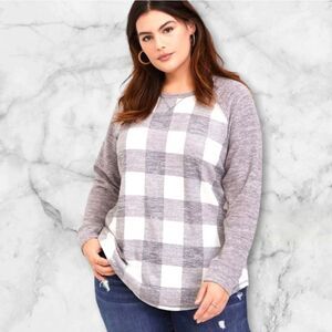 TORRID New Plus Size Super Soft Plush Raglan Plaid Sweatshirt 4X